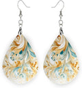 Teardrop Wood Earrings Light Weight Printed Image Dangle Jewelry, Fun and Funky Earrings