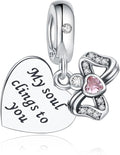 925 Sterling Silver Charms Fit Pandora Charms Bracelet God Has You In His Arms I Have You In My Heart Fit Wife Daughter Mother's Day Christmas Birthday Gift