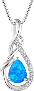 STARCHENIE Infinity Teardrop Pendant Necklace for Women 925 Sterling Silver Birthstone Jewelry