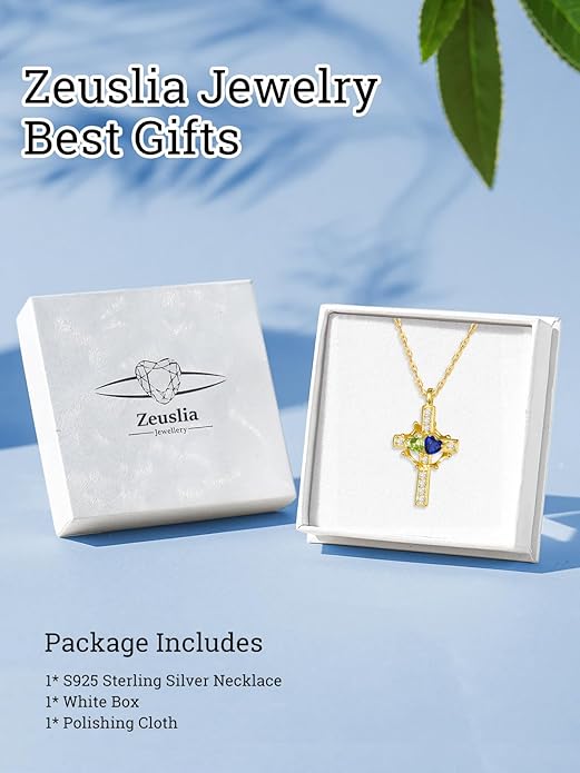 Valentine's Day Gifts for Wife 925 Sterling Silver Double Birthstone Pendant Necklaces I Love You for Always and Forever Necklace Anniversary Birthday Gifts for Wife Girlfriend Mom Her