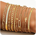 XIANNVXI 10pcs Rose Gold/Gold/Silver Bracelets Stack for Women Dainty Thin Rose Gold Bracelets Set Silver Chain Bracelet Paper Clip Stackable Figaro Herringbone Paperclip Bracelet Pack for Womens