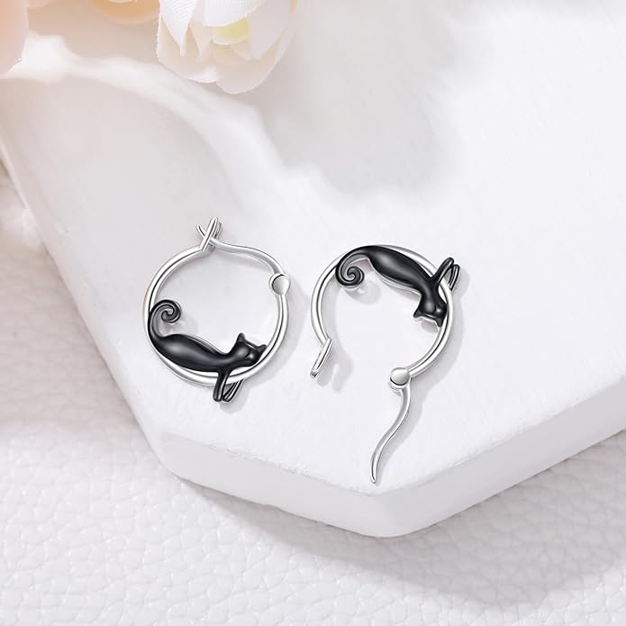 JUSTKIDSTOY Hypoallergenic Panda/Unicorn/Hummingbird/Dolphin Hoop Earrings for Women 925 Sterling Silver Animal Huggie Hoop Earrings Jewelry Gifts for Sensitive Ears
