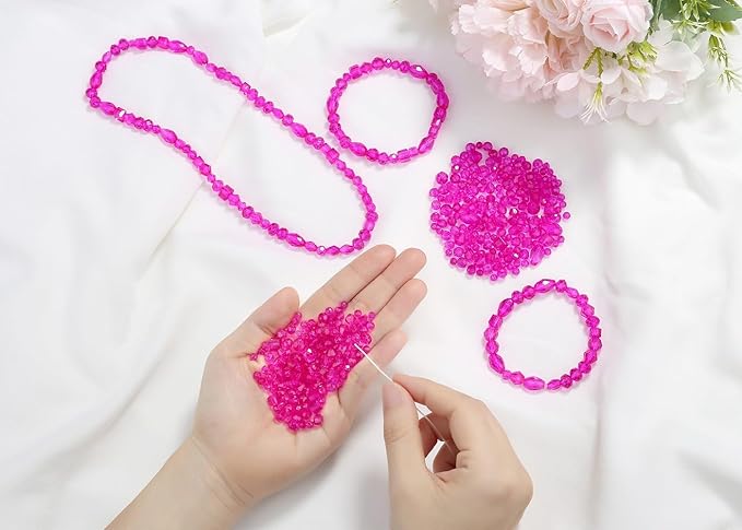 LAIDANLA 800PCS Glass Beads Rose Red Color Crystal Beads Assorted Crystal Beads with Container Box for DIY Necklace Bracelet Earring Jewelry Making