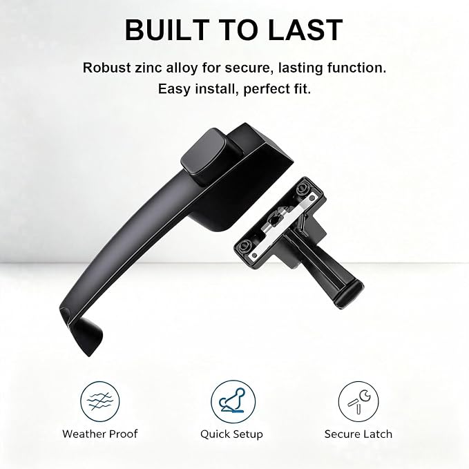 2 Sets Black Zinc Alloy Storm Door Push Button Latch Kit | 2-pack heavy-duty - Image 3