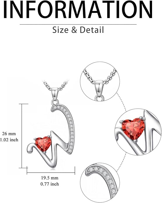 Valentines Day Gifts for Women Alphabet A to Z Initial Birthstone Pendant Necklaces for Women - 18k White Gold Plated Personalized Name Jewelry Valentine Mothers Day Birthday Gifts for Women Her Girlfriend