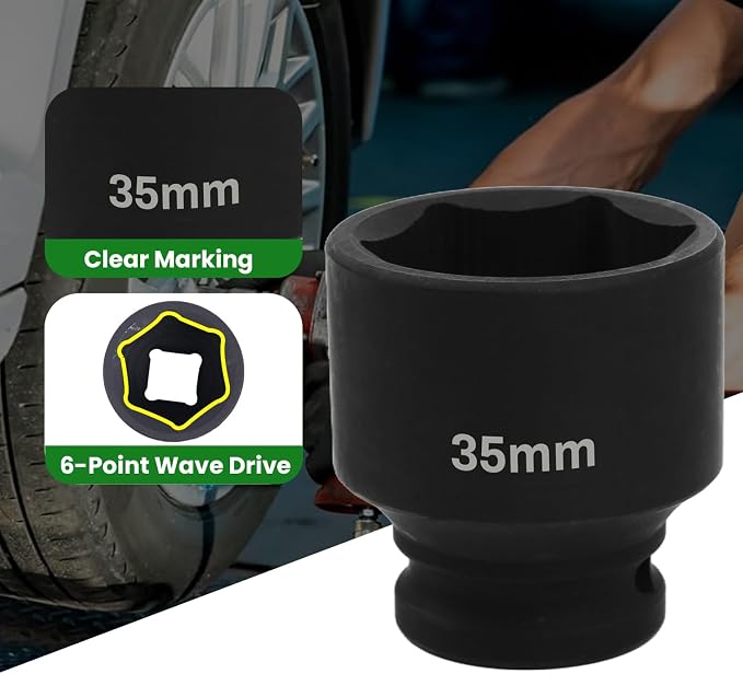 1/2" Drive 35mm Deep Impact Socket, 6 Point Chrome Molybdenum Steel Heavy Duty - Image 3