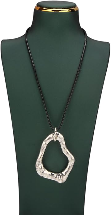 Women's Leather Long Necklace Bohemian Style Circle Retro Pendant Necklace Women's Jewelry