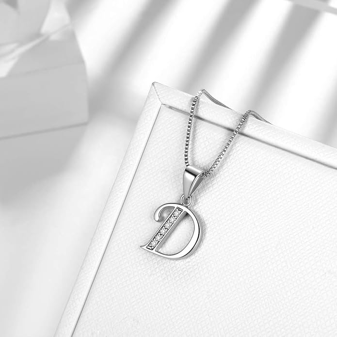 Aurora Tears Letter Necklace Initial 925 Sterling Silver Alphabet Pendant Crystal Name Gift Women Cubic Zirconia Jewelry