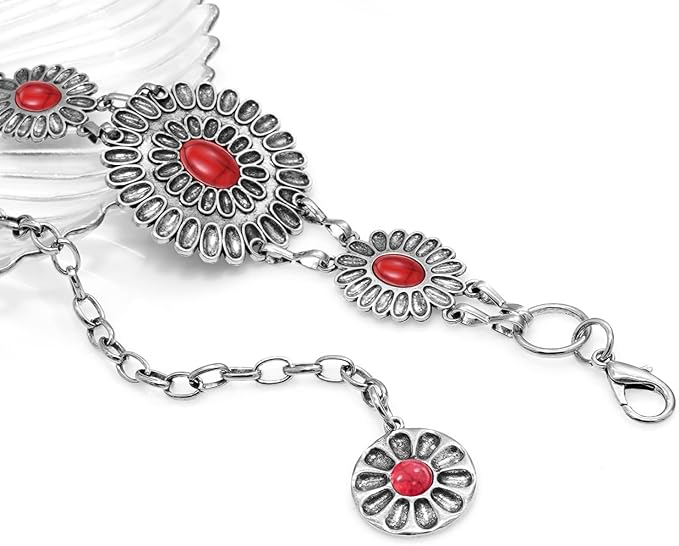 Women's Concho Chain Belt Western Cowgirl Metal Waist Chain Belt for Dress