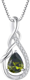 STARCHENIE Infinity Teardrop Pendant Necklace for Women 925 Sterling Silver Birthstone Jewelry