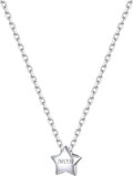 ChicSilver Personalized 925 Sterling Silver Dainty Small Heart/Star/Moon/Dot/Triangle Pendant Necklace for Women, Silver/Gold/Rose Gold/Black (with Gift Box)