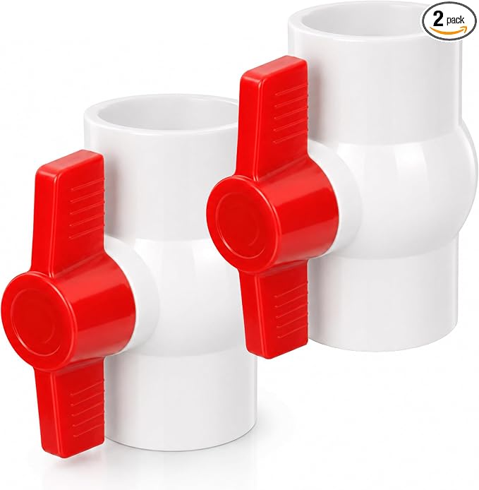 3/4 Inch PVC Ball Valve, 2 Pack | Fits 1.05" OD PVC Pipe, 150 PSI Socket x by SevenJungle