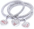 Crystal Charms Multilayer Bracelets - 3PCS Gold/Silver/Rose Gold Corn Chain Bracelet for Women, Tree of Life Heart Shaped Stretch Bracelet
