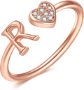 Valentines Day Gift Initial Rings for Teen Girls - S925 Heart Sterling Silver Rings for Teen Girls | 14K Gold/Rose Gold/Sterling Silver Plated Ring for Girls Kids Women Ring for Teenager Girls Gifts Adjustable, No Tarnish, Hypoallergenic