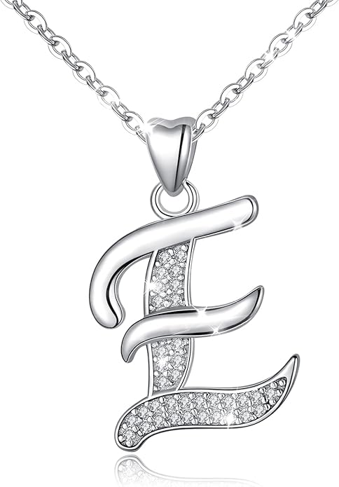 AEONSLOVE 925 Sterling Silver Initial Necklaces for Women, 26 Letters Pendants Necklace Gift for Mother, Daughter, Wife, 18 Inch Chain