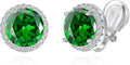 YOQUCOL 10MM Cubic Zirconia Crystal Clip On Stud Earrings Round Non Pierced Earrings for Women
