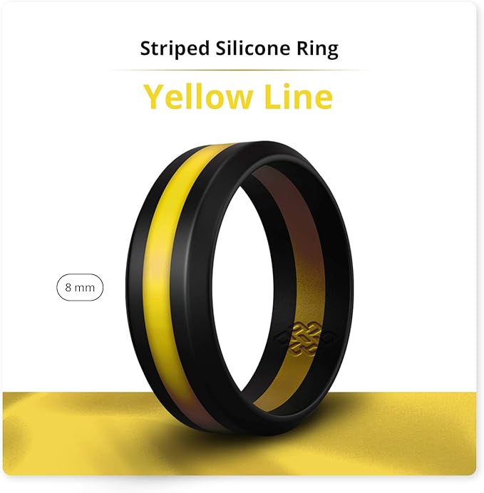 Knot Theory Striped Silicone Ring for Men and Women – Black, Grey, Red, Blue, Orange, Yellow, Purple