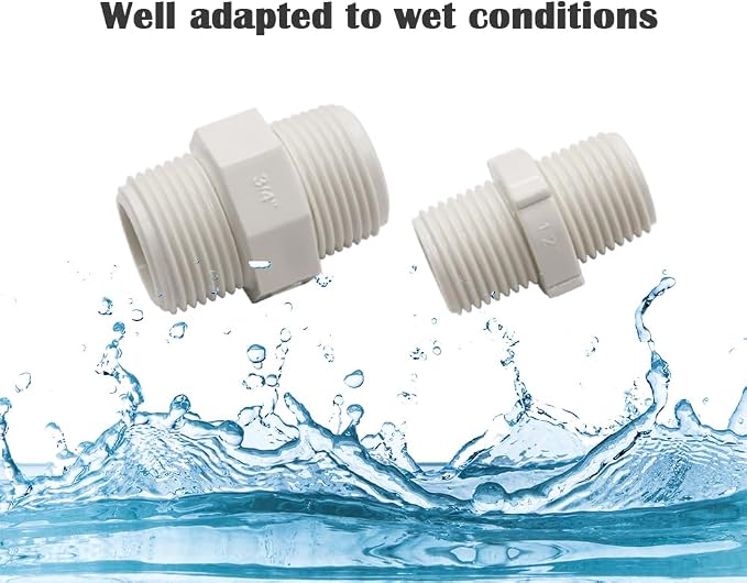 2PCS 1-1/2" PVC Pipe Fittings Nipple G1-1/2 X G1-1/2 Male to Male Thread - Image 4