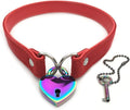 Padlock Choker Collar Necklace with Lock and Key Heart Lock Choker for Women and Men (E, 14)
