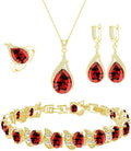 LMXXVJ Jewelry Set for Women,Teardrop Cubic Zirconia Necklace Earrings Adjustable Ring Bracelet Jewelry Set Formal Jewelry Gift