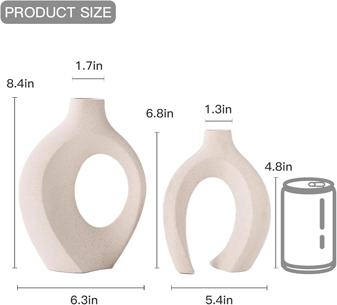 Hollow Ceramic Vase Set of 2, Modern Nordic Minimalist Book Style Boho - Image 5