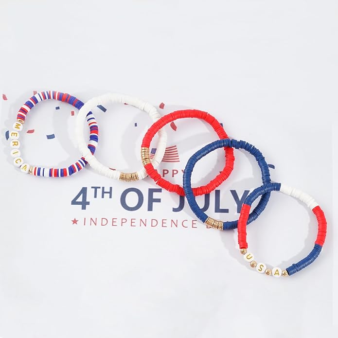 Heishi Beaded Stretch Bracelets for Women Stackable Polymer Clay Beads Bracelets Friendship Boho Summer Beach Bracelet Jewelry Set