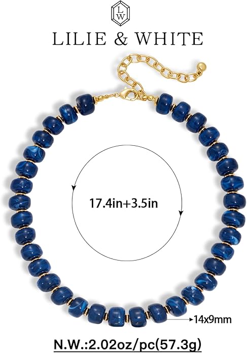 LILIE&WHITE Resin Chunky Beaded Necklace for Women Minimalistic Modern Statement Necklace Jewelry Accessories