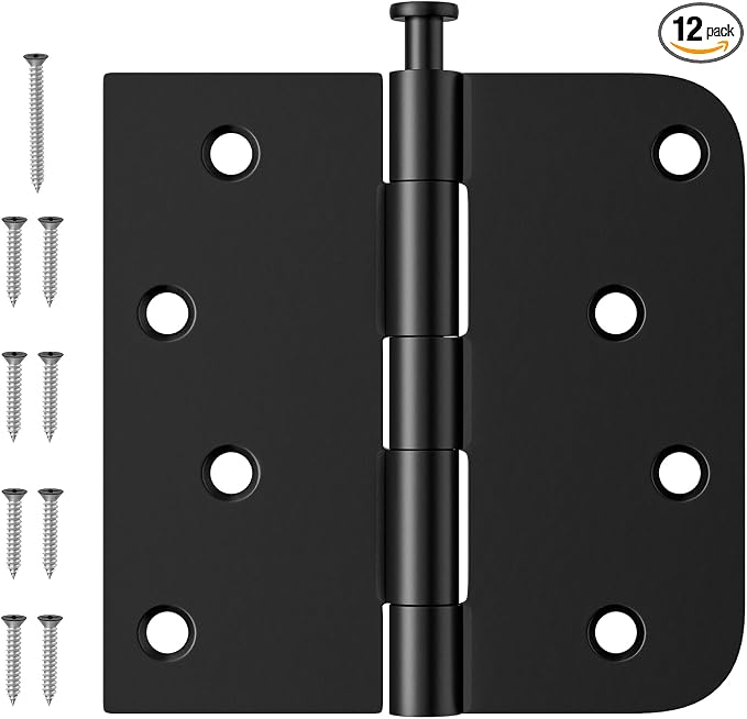 Luxbaro 12 Pack Black Door Hinges 4 Inch, Exterior Door Hinges by Luxbaro