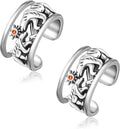 CHIC & ARTSY 925 Sterling Silver Ear Cuffs for Women, Non Piercing Clip On Cartilage Cuffs, Adjustable Fake Conch & Helix Earrings, Gold Plated & Oxidized Various Styles