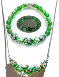 ARTSY Crafts Lily Garden Glow in the Dark Firefly Bead Bracelets Necklaces, Handmade in USA Murano Glass Jewelry, Flower Luminous Beads Mermaid Crystal Bracelet Bangle
