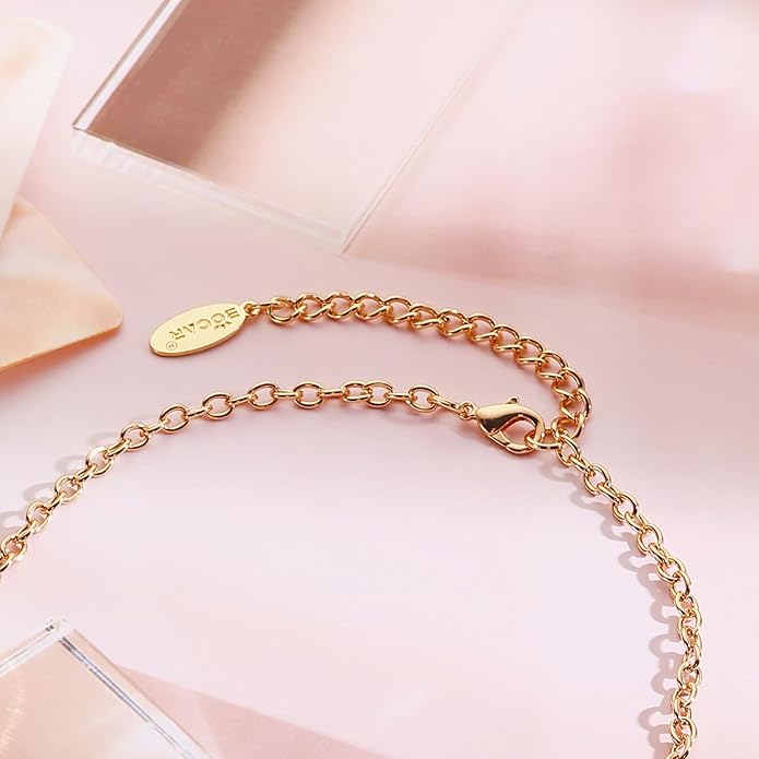 Bocar Bubble Chunky Necklace Alloy Necklace Resin Statement Pendant Necklace for Women