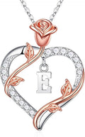 Iefil Valentines Day Gifts for Her - 925 Sterling Silver Heart Initial Necklace, Anniversary Birthday Gifts for Women, Jewelry Gift for Wife Girlfriend