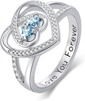 Valentine's Day Gifts for Women Birthstone Rings for Women Heart Statemet Engagement Eternity Wedding Promise Rings Jewelry Anniversary Christmas Valentine Mothers Day Birthday Gifts for Wife Her Girlfriend
