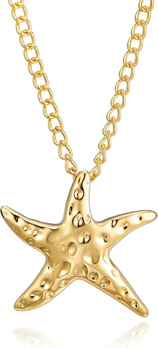 Gold Starfish Necklace for Women Dainty Starfish Pendant Necklace Summer Beach Ocean Jewelry
