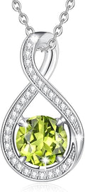 FANCIME Birthstone Necklaces for Women Fine Jewelry Sterling Silver Infinity Pendant Anniversary Birthday Gifts for Her Women Wife Mom Lady Daughter, Chain 16"+2" Extend