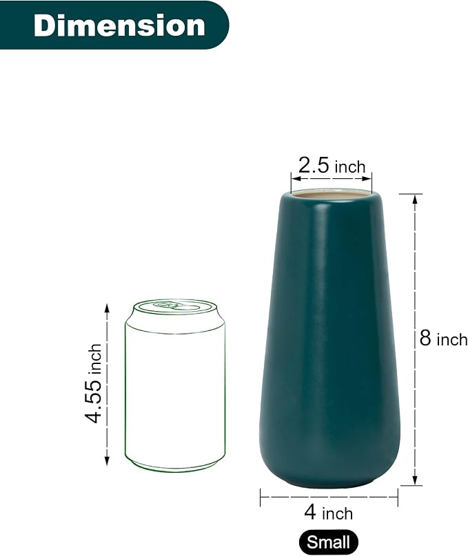 D'vine Dev 8 Inch Ceramic Flower Vase Matte Finishing, Minimalist Design - Image 4