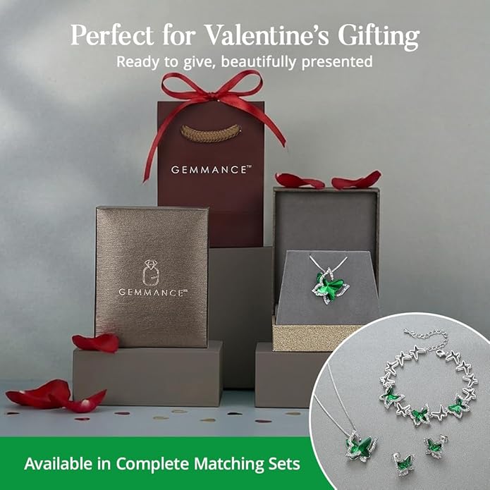 Valentine's Day Gift Butterfly Birthstone Crystal Necklace, Silver Tone with 18”+2” Chain, Necklace for Mother’s Day Anniversary Birthday Gifts for Women and Daughter
