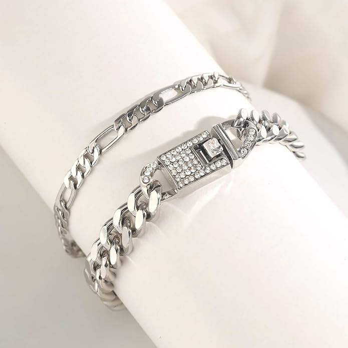 14K Gold Anklets for Women Waterproof Rhinestone Ankle Bracelet Layered Cuban Link Chain Diamond Anklet Beach Jewelry for Women
