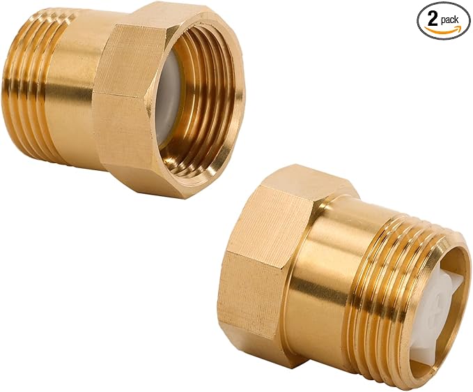 2Pcs One Way Brass Check Valve Non Return 1" Female to 1" Male Thread Backflow by NUNUFER