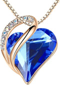 Leafael Rose Gold Plated Necklace for Women: Heart Shaped Birthstone/Healing Crystals Center, Dazzling Cubic Zirconia, Hypoallergenic Chain (18"+2"), Jewelry Gifts for Anniversaries and Birthdays