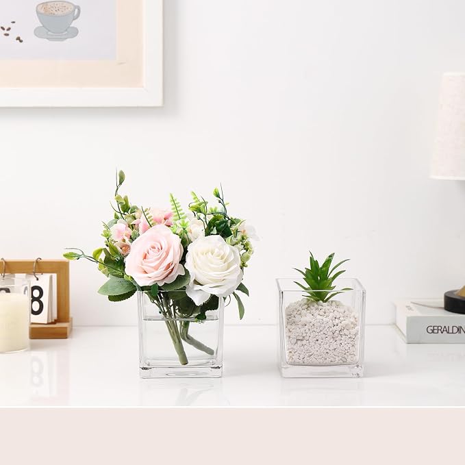 Square Glass Vases Set of 9, Small Vase - Image 4