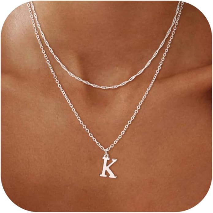 14K Gold Plated Initial Necklaces for Women Dainty Layered Letter Pendant Necklace Cute Choker Necklace Gift Trendy Stuff Personalized Jewelry Stack for Women Her