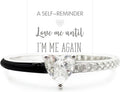 Love Me Until I'M Me Again Black Heart-Cut Half Enamel Ring, Black Heart Self-Love Ring, Jewelry Birthday Gifts for Women, Daughter, Wife, Friends