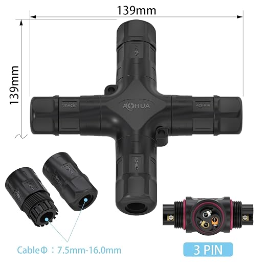 AOHUA Waterproof Connector 4 Way Junction Box IP68 Outdoor Electrical Outlet - Image 2