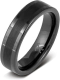Manly Bands: Mens Black Plated Tungsten and Black Zirconium Wedding Bands and Rings - Comfort Fit and Stylish Black Rings for Men, Free Silicone Ring Included