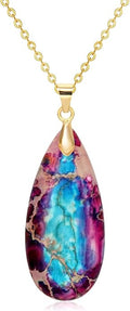 Stone Necklaces for Women Teardrop Gemstone Pendant Necklace Natural Stone Chain Necklaces