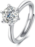 Atylyk 1 Carat Moissanite Adjustable Engagement Ring Wedding Promise 925 Sterling Silver Solitaire Rings for Women