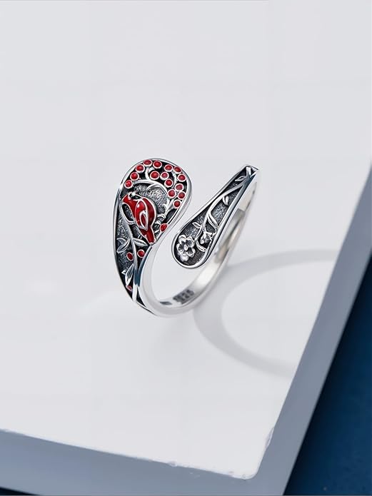Vintage Adjustable Thumb Rings 925 Sterling Silver Sunflower/Red Cardinal/Butterfly/Turtle/Skull Ring Jewelrry for Women Men