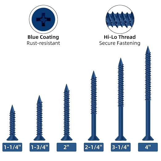 3/16" x 3-3/4" Concrete Screw Anchor Blue Flat Head Screws - Image 3