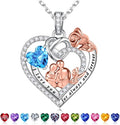 Iefil Valentines Day Gifts for Her - 925 Sterling Silver Birthstone Heart Necklace for Women, Anniversary Birthday Gifts for Wife Girlfriend Mom
